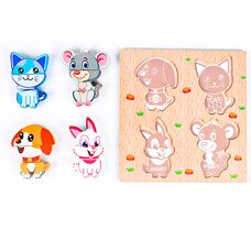 Объемный вкладыш-пазл-шнуровка «Животные»