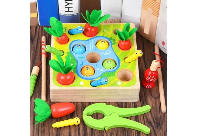 Игра-рыбалка «Морковки-гусенички-рыбки»