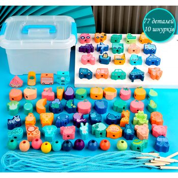 Шнурівка «Транспорт-фрукти-овочі», 77 дет.