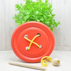 Деревянная шнуровка «Пуговица» (красная)