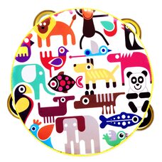 Деревянный бубен «Животные» 15х15 см.