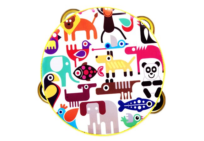 Деревянный бубен «Животные» 15х15 см.