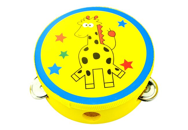 Деревянный бубен «Жираф» 15х15 см.