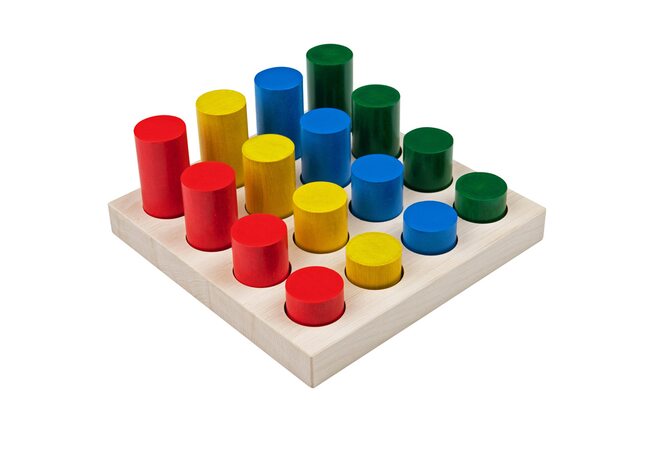 Гра «Кольорові циліндри», розвиваюча