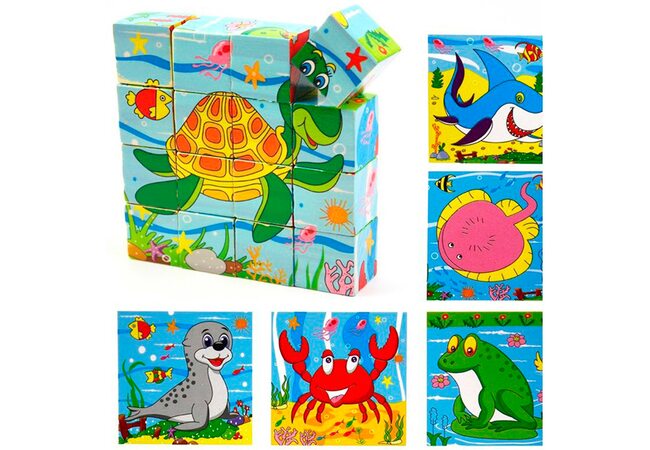 Кубики «Рыбки», 16 шт.