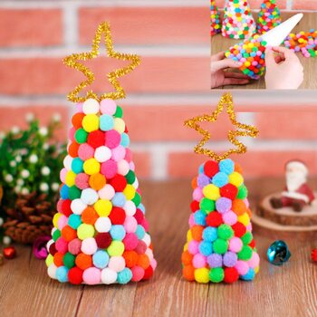 Маленькая настольная Новогодняя Елка с мягкими шариками