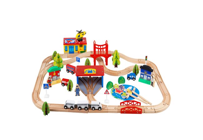 Деревянная железная дорога, 80 дет.