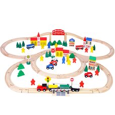 Деревянная железная дорога, 100 дет.