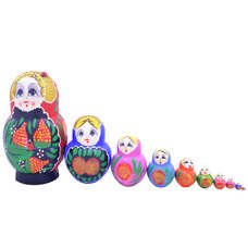 Матрешка «Девицы» 9 в 1 (нелакированная)