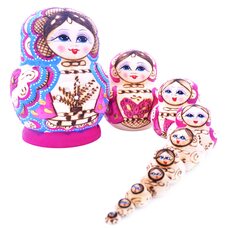 Деревянная матрешка «Красавицы» 10 в 1 (розовая)