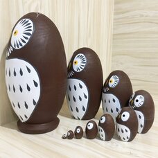 Матрешка «Совушки» нелакированная, 10 в 1