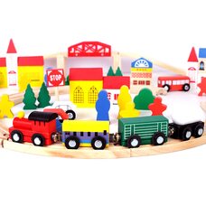 Деревянная железная дорога, 100 дет.