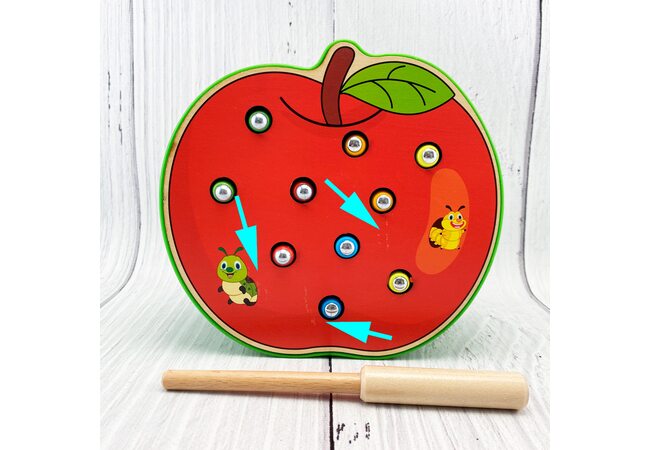   Рыбалка магнитная «Гусенички» яблоко №3